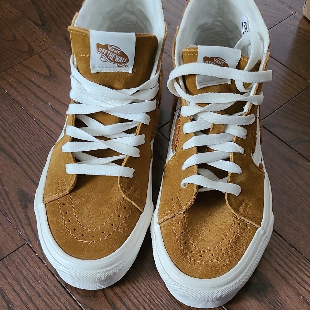 New Vans Sk8 Hi Tapered tufted check golden brown Suede High-Tops size 6.5 - Picture 12 of 12